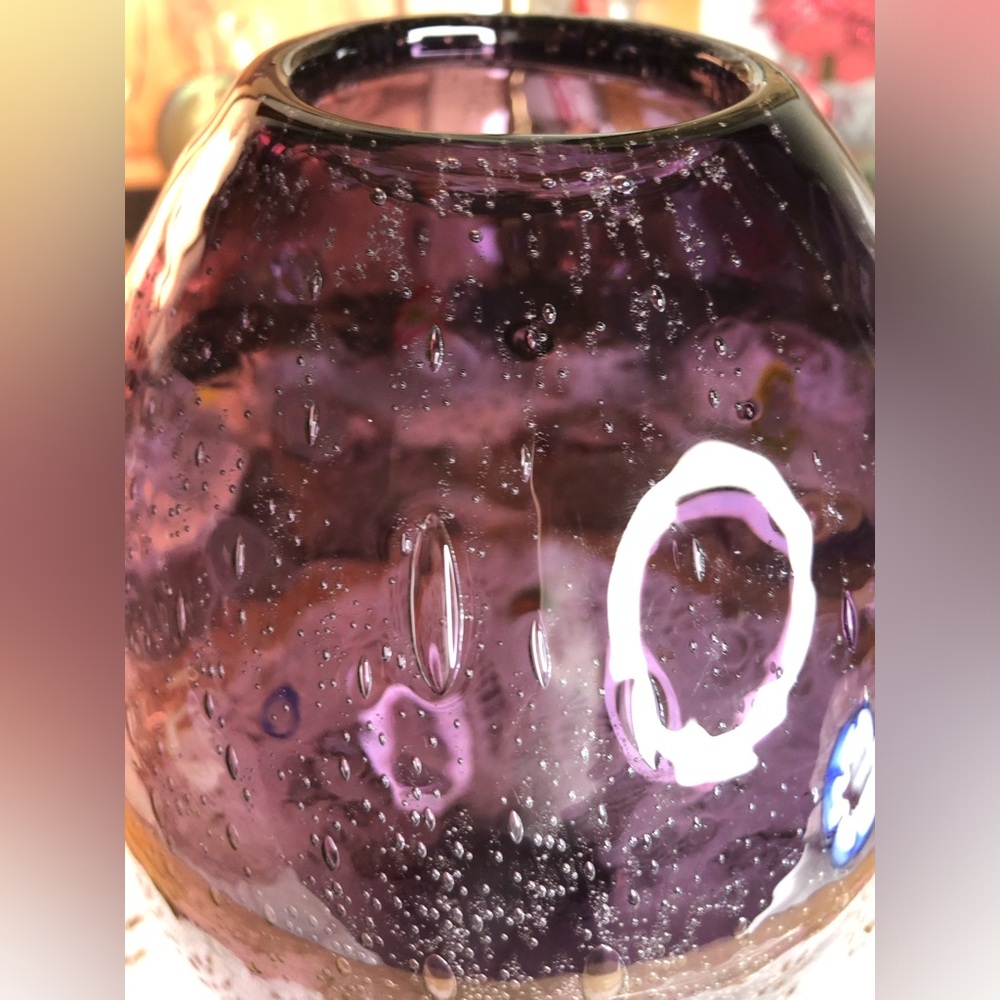 Millefiori Purple Glass Vase - Picture 4 of 6
